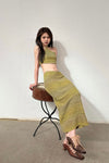 SWAYING/KNIT gradient strapless halterneck top SW23SS1T36 gradient green PS61